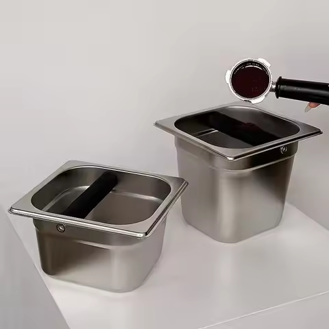 Stainless Steel Coffee Grounds Barrel, Coffee Knocking Box, Large Capacity Grounds Box, Coffee Shop