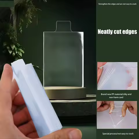 100Pcs Pull Tab Sleeves For Card Savers Semi-rigid Game Card Holders With Ears More Convenient Card