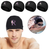 Adult Swim Cap Man Woman Kids Swimming Cap Head Cover UV Protection Waterproof Purple Design