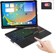 Kolude iPad 10th Generation Case with Keyboard for iPad 10.9“2022,Touch Keyboard for iPad 10th Generation - 7 Color Backlight, 360° Rotatable Protective Cover with Pencil Holder