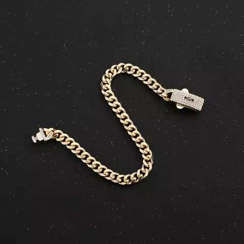 14K Monaco new chain for men and women, brass, cubic zirconia, fashionable Monaco bracelet for men a