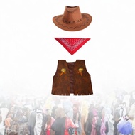 [trdfdv] Kids Cowboy Costume Set Fashion Party Outfit Role Play Cowboy Hat Vest and