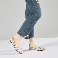 Giày Búp Bê MWC 2337 - Giày Búp Bê Lưới Phối Dây Khóa Gài Chất Da Êm Mềm Thanh Lịch Thời Trang