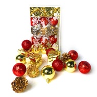 [特價]摩達客-聖誕50mm(5CM)紅金系30入吊飾組(松果禮物盒球飾) | 聖誕樹裝飾球飾掛飾
