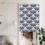 Japanese Geometric Fabric Door Curtain Bathroom Kitchen Hanging Curtain Shield Curtain No Punching and Pasting Half Curtain Partition Door Curtain
