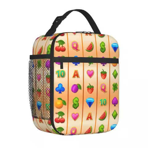 Gambling Luck Casino Slot Machine Game Merch Insulated Lunch Bag Travel Gamble Fruit Food Box New Co