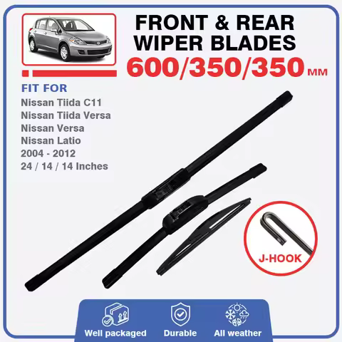Front Rear Windscreen Wiper Blades For Nissan TIIDA C11 2004 - 2012 Latio Versa Windshield Window Wa