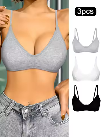 Varsbaby Women Wireless Unlined Bra Simple Sports Bralette Everyday Soft Black Grey Brown White Bra 