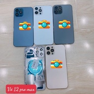 Back cover for iphone 12 pro max with orange glass border, case frame for iphone 12 pro max, iphone 