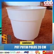 Pot Bunga 20 PUTIH - Pot Plastik 20 PUTIH - Pot Bunga 20 PUTIH