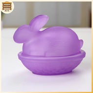 [8C15] Vintage Glass Rabbit Candy Dish With Lid, Colorful Crystal With Lid Funny Candy Jars For Dess