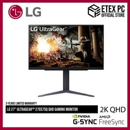 LG 27” UltraGear™ 27GS75Q QHD Gaming Monitor - 2K QHD / IPS Panel / 180Hz / 1ms / G-SYNC / FreeSync