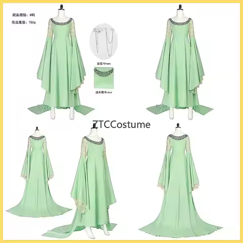 Arwen Cosplay Costume The Lord of the Rings Elegant Elven Gown Fantasy Performance Outfit Halloween