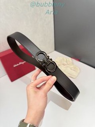 FERRAGAMO 菲拉格慕 黑色真皮Gancini自動扣男士皮帶
