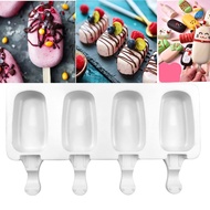 4-Hole Silicone Ice Cream Mold DIY Homemade Popsicle Mold Freezer Juice Big Size Ice Cube Tray Popsicle Barrel Maker Mould