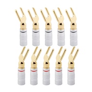 10Pcs Y/U Type Fork Spade Plug Banana Connectors Speaker Audio Cable Wire Connector Screw Lock