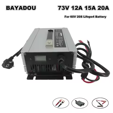 73V 12A 15A 20A LiFePO4 Battery Fast Charger 60V 20S LFP RV Forklift Iron Phosphate Energy Storage S