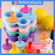 Bella Silicone Ice Popsicle Mold 7Grid Handle Ice Cream Mold Popsicle Ice Pop tray DIY Homemade Food Kids Ice Cream