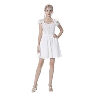 Original Gothic Angel White Cross Chest Mini Dress ชุดเดรสคอเหลี่ยมสีขาว แขนกุด กระโปรงทรงเอ ผ้าฝ้าย