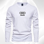 Men's and women's long sleeved T-shirt, black Audi logo T-shirt, diagonal T-shirt
