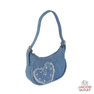 JACOB Denim Shoulder Bag With Heart Detail Model-Heartbeat 40623