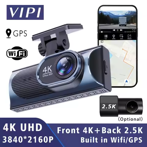UHD 4K+2.5K Car DVR Front And Back Dash Cam Camera 5G WIFI GPS Dashcam Mini Black Box With 24H Parki