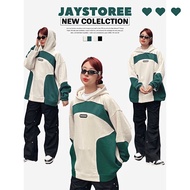 Jacket WEWE felt Hoodie with trending color combination, Unisex Loose Form - JAYSTOREE