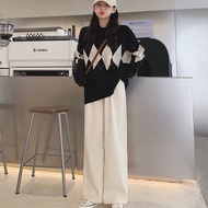 กางเกงลูกฟูกขายาว กางเกงขากว้าง เอวสูง สวมใส่สบาย ทรงหลวม เสื้อผ้าแฟชั่นผู้หญิง 010001#