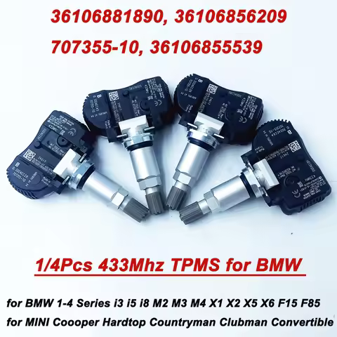 1/4Pcs Tire Pressure Sensor 36106881890 6855539 For BMW Mini X5 F15 F85 X2 F39 F48 X6 F16 F86 433Mhz