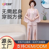 Women's Spring and Autumn Home-style Nursing Clothes for Fracture Patients, Bedridden Elderly Pajama