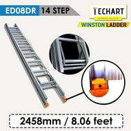 Original WINSTON ED08DR 14 Rungs Premium Aluminium Double Pole Ladder with Sirim