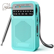 AM FM Pocket Radio Portable Radio Transistor Radio with Loudspeaker Green