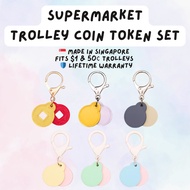 [MADEinSG🇸🇬] Supermarket Trolley Coin Token Keychain Set for Singapore - Coin Replacement for $1 & 5