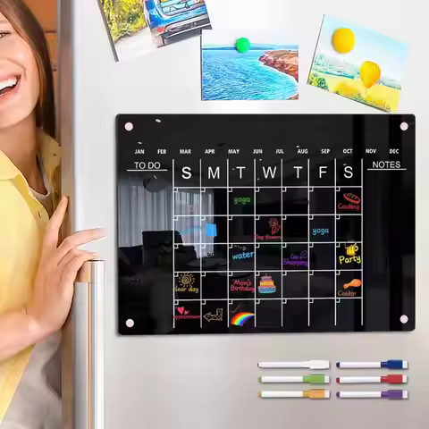Acrylic Magnetic Weekly Menu Board for Kitchen Acrylic Magnetic Dry Erase Board for Fridge Reusable 