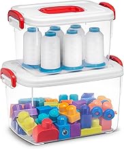 Tribello Clear Plastic Storage Bins with Lids and Handle Stackable Storage Bins, 2 Pack, 5 Quarts an