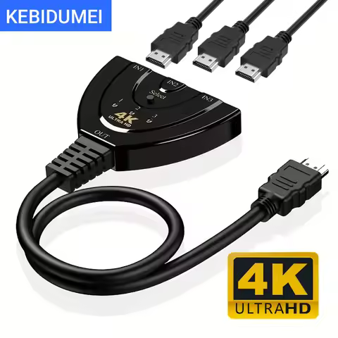 KEBIDUMEI 4K HDTV Splitter 3 In 1 Out 3-Port HD Switcher HD Cable Supports Full HD 4K 1080P 3D Playe