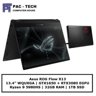 [Free Microsoft Office Home and Student]Asus ROG Flow X13 GV301QH-K5228T | Ryzen 9 5980HS | 32GB RAM | GTX1650 + RTX 3080 E-GPU | 1TB SSD | 13.4" WQUXGA Display | 2 Year Warranty