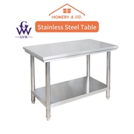HOMEBY【GVW TABLE】Meja Stainless Steel Working Table Meja Dapur Dining Table Set Meja Makan Stainless