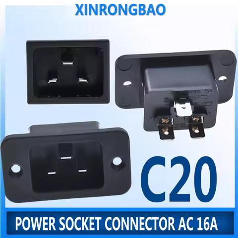 High quality Power Socket C20 Male Connector 16A 250V IEC320 C20 Male Female Power Inlet Jack Socket