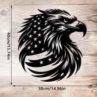 Decorative Cutting Sticker Eagle Head American Flag Eagle Patroik Car Window Sticker - Black