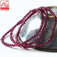 Baceda Natural Almandine Purple Garnet bracelet 3 laps necklace faceted cut design  with certificate
