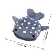 Dompet Koin Plush Ikan Hiu Bulu Pouch Kartu Tempat Penyimpanan Earphone Kabel Coin Wallet Lucu