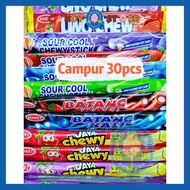 Mixed 30pcs Chewy Candy (Barang Kali / Sour Cool Chewy / UNO Chew / Jaya Chewy) HALAL