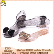 Sandals Women Season Jelly Shoes Women Hot Shoes Glass Sandals Shoes Women Jelly Sandals Women Jelly Glass Shoes Crystal Flat Shoes Fashion Bow Shoes Fish Mouth Transparent Jelly Shoes