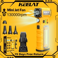 KEELAT Mini Turbo Jet Fan 130000rpm Mini Fan Strong Wind Portable Kipas Multifunctional with light