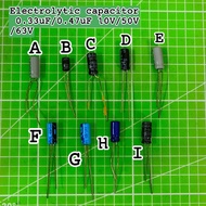 Electrolytic capacitor 0.33uF/0.47uF 10V/50V/63V