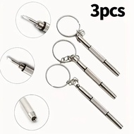 [Sell at a Loss] Portable 3 In 1 Screwdriver Eyeglass Sunglass Watch Repair Screwdriver Set Keychain Stainless Steel Mini Screwdriver Hand Tools