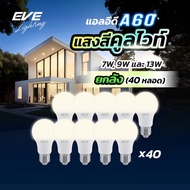 EVE (ยกลัง 40 หลอด) หลอดแอลอีดี A60 ขนาด 7 9 และ 13 วัตต์ แสงขาวนวล คูลไวท์ 4000K ขั้วหลอด E27
