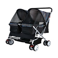 2gather Twin Pet Stroller (black/stripe)