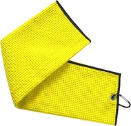Aginkgo Microfiber Golf Towel Waffle Pattern Golf Towel with Hook &amp; Loop, Yellow Golf Towels for Golf Bags for Men &amp; Women